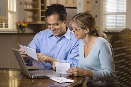 Couple paying the bills